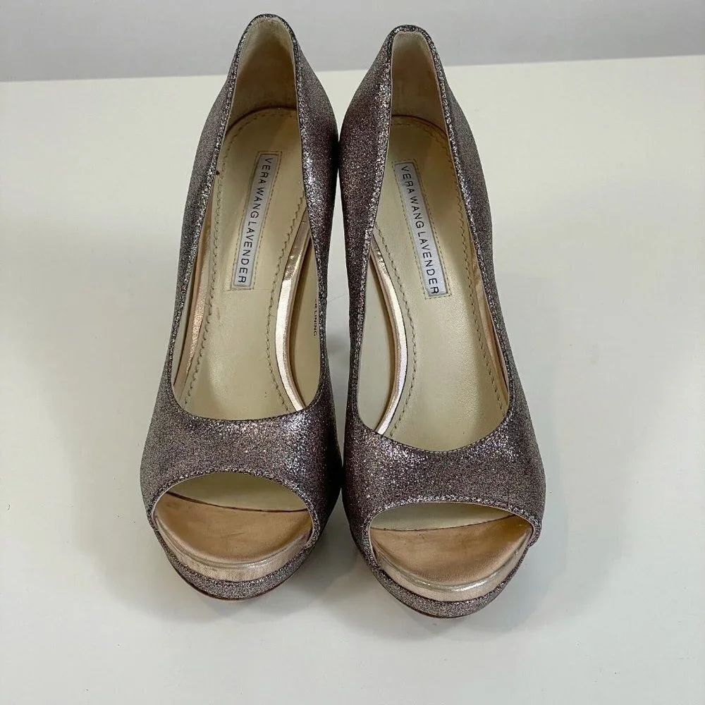 Vera Wang Lavender Womens Selima Glitter Platform Pump 5.5 M Peep Toe Cocktail‎